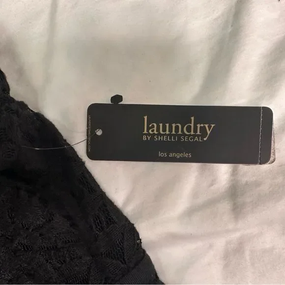 NWT Laundry by Shelli Segal Black Lace Long Sleeve Zip Front Shift Dress Size 12 - Picture 10 of 13